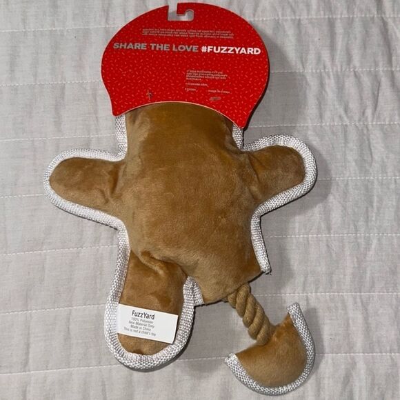 OH SNAP! GINGERBREAD Plush Brown White Squeaky Crinkle Rope Dog Toy - Picture 2 of 6